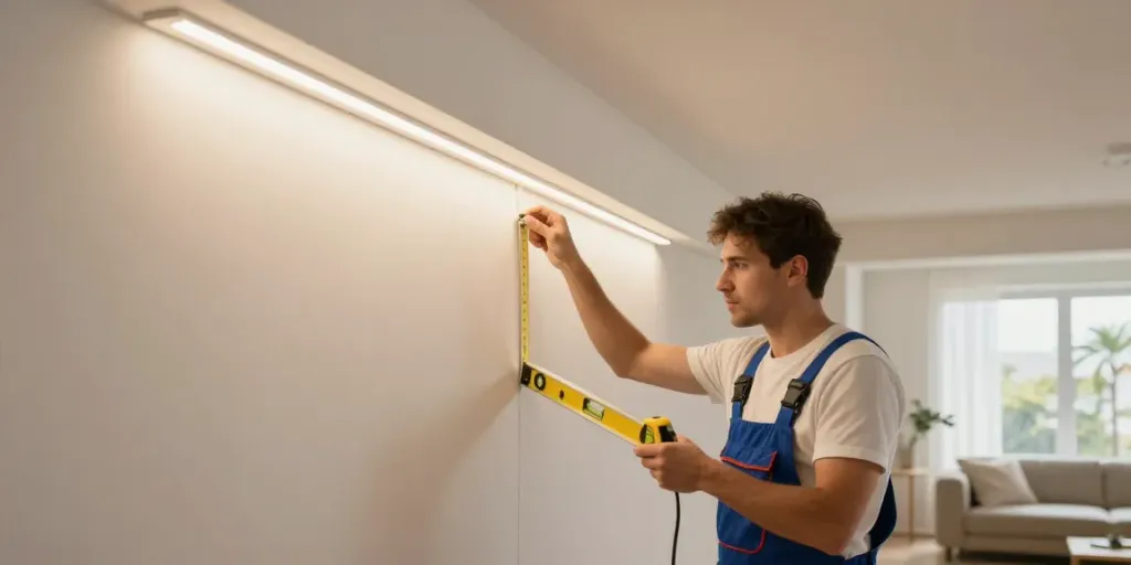 Instalare banda led cob de către un profesionist, servicii locale de încredere pentru iluminat modern.