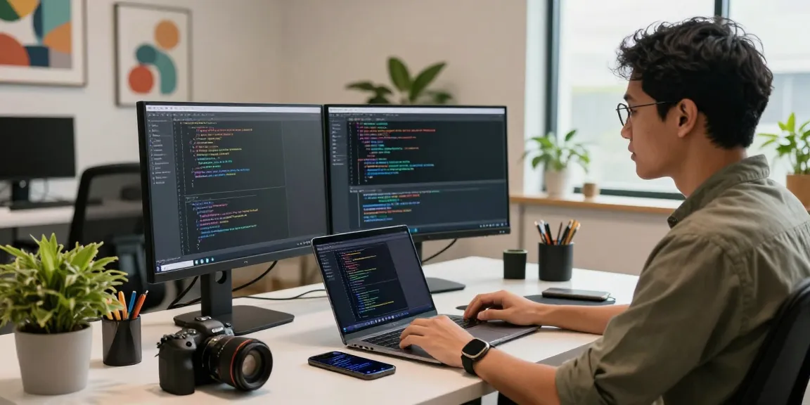 Developer menggunakan bos88 dalam pengembangan perangkat lunak di kantor modern.
