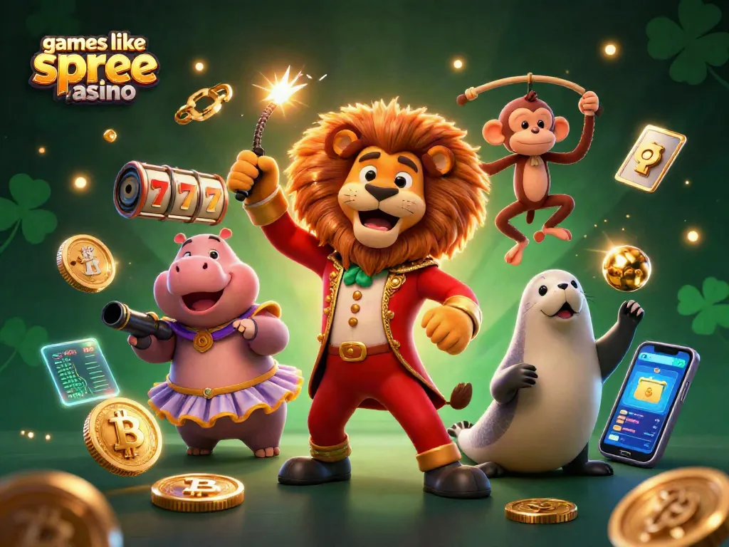 Play exciting games like spree casino with our vibrant circus-themed illustration.