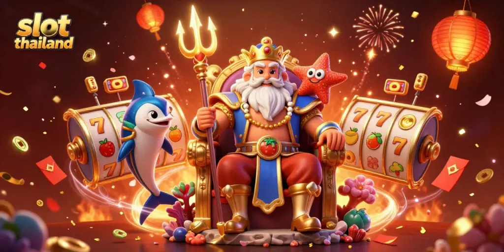 Experience the thrill of slot thailand with vibrant visuals featuring Neptune and dynamic gaming elements.
