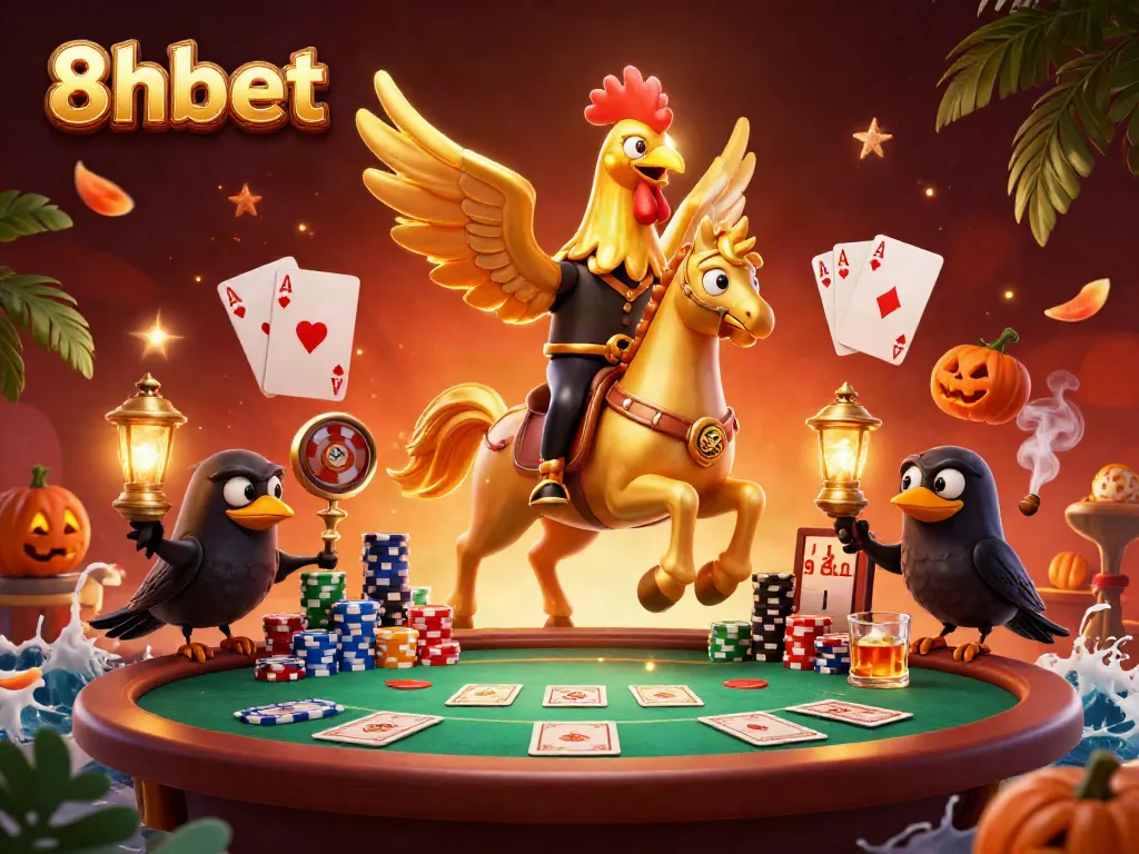 Experience the thrill of winning at 8xbet with a dynamic casino scene featuring poker elements and vibrant characters.