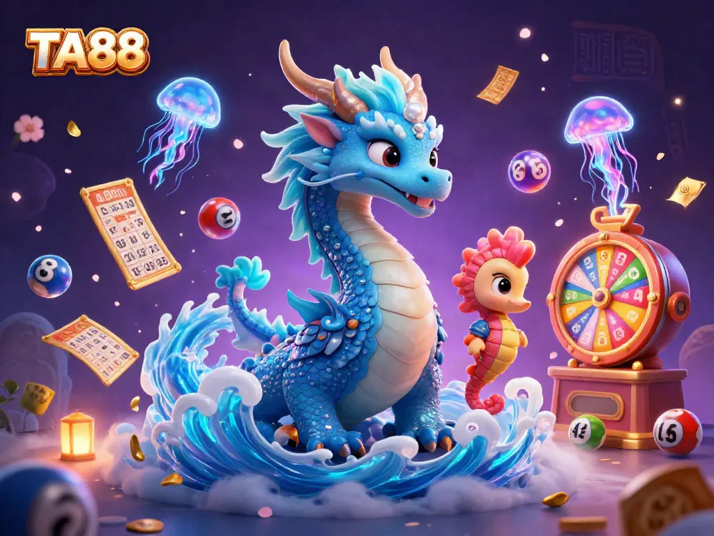 Experience thrill at TA88 with a vibrant 3D illustration showcasing exciting casino elements.