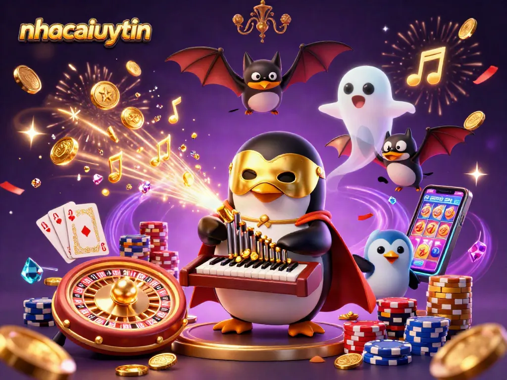 Experience vibrant winnings with nhacaiuytin while enjoying a lively casino scene with dynamic cartoon elements.