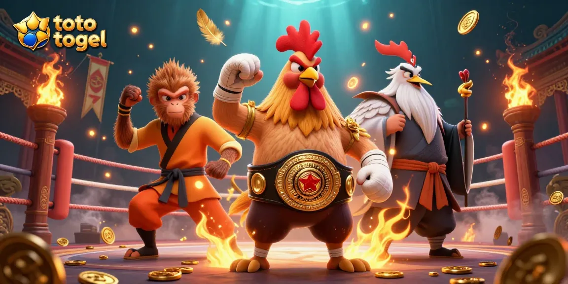 Engage in toto togel excitement with vibrant characters, golden tokens, and dynamic casino elements.