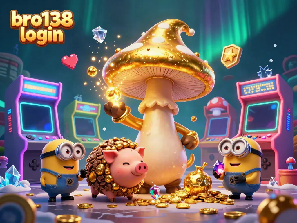 Play exciting games with bro138 login, featuring a wizard and gold treasures in a vibrant casino environment.