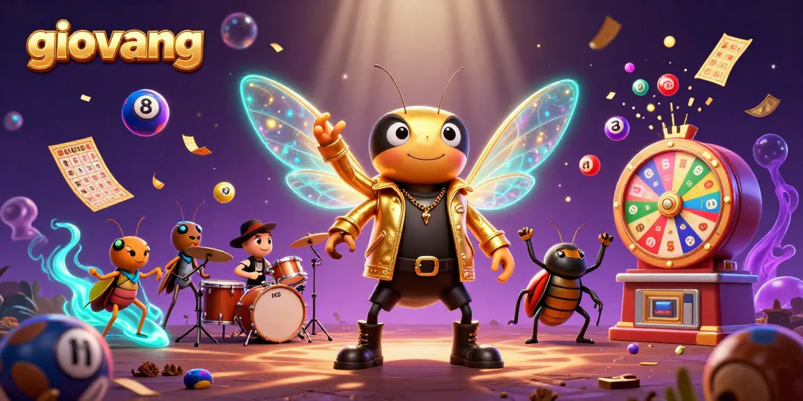 Giovang offers exclusive lottery insights with a vibrant 3D illustration of a cicada rock star.