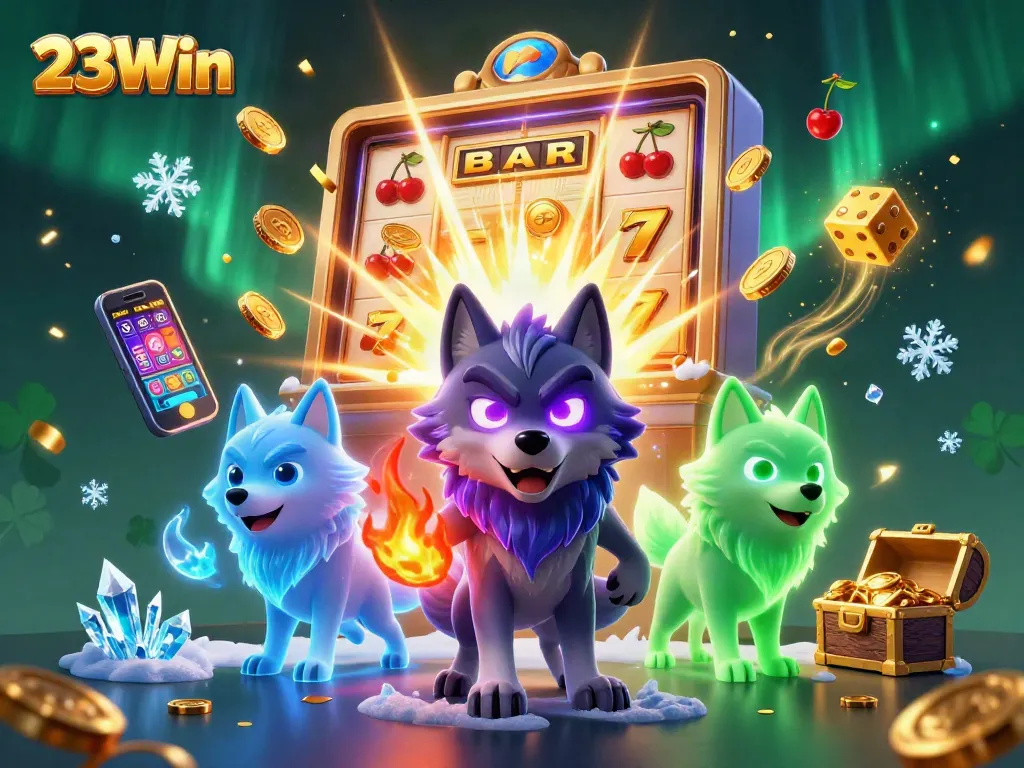 Experience the thrilling energy of 23Win with vibrant casino visuals and engaging gaming elements.