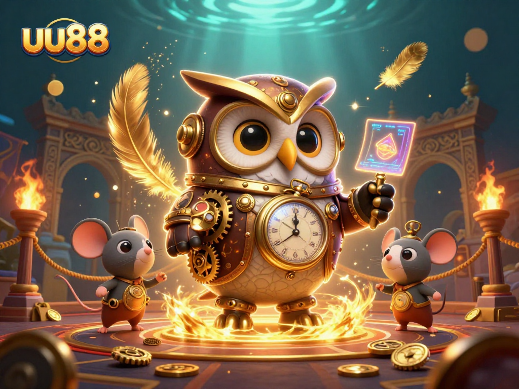 Engage with uu88's thrilling games in a vibrant steampunk casino scene with dynamic elements.
