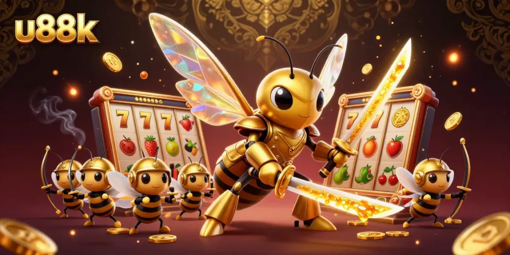 Experience thrilling gameplay with u88k featuring vibrant golden hornet warriors and exciting slot elements.