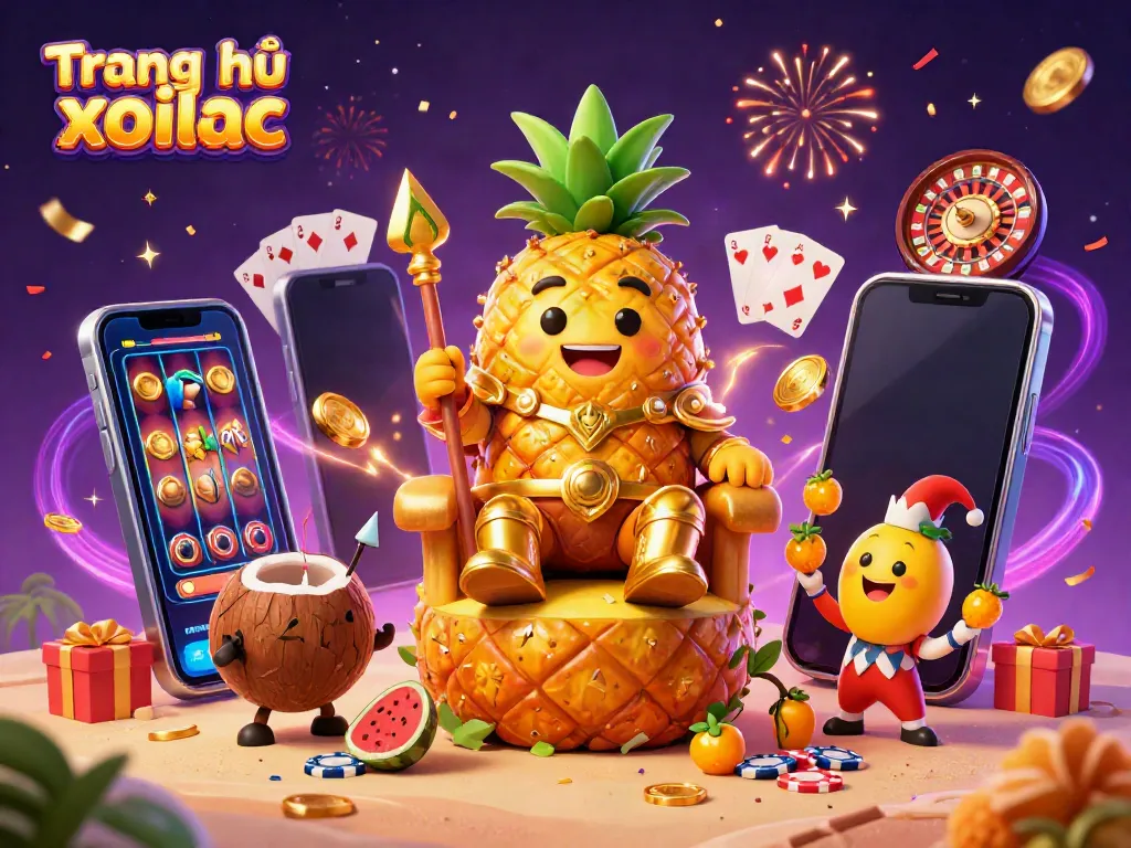 Engage with the thrilling action on Trang chủ xoilac with a vibrant 3D casino theme illustration.