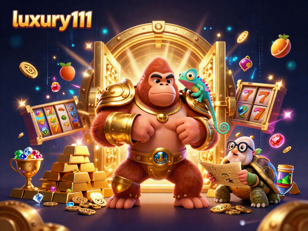 Experience thrilling action in a vibrant scene featuring luxury111 with gambling elements and colorful characters.