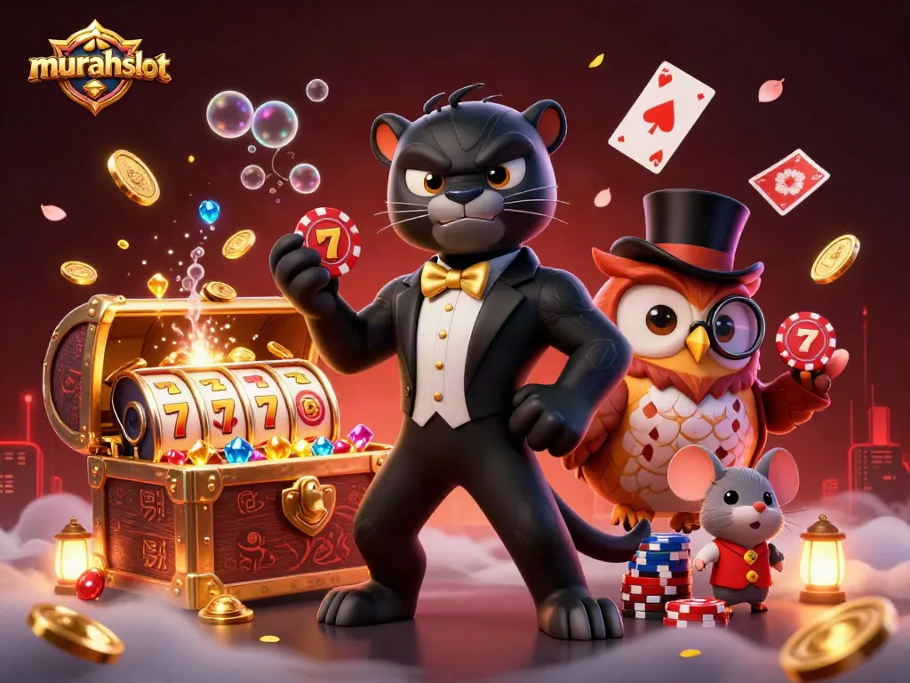 Murahslot, mesin slot yang menarik dengan panther dan kawan-kawan di tengah harta karun.