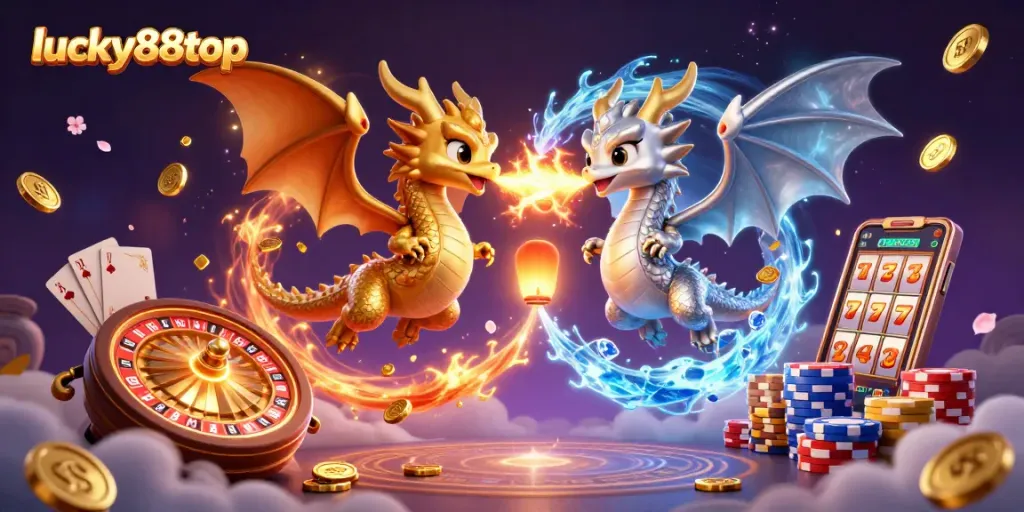 Experience thrilling gameplay at lucky88top with magical dragons and vibrant casino elements.