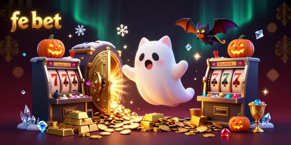 Experience thrilling gameplay at fe bet with our ghostly characters in a vibrant casino scene.