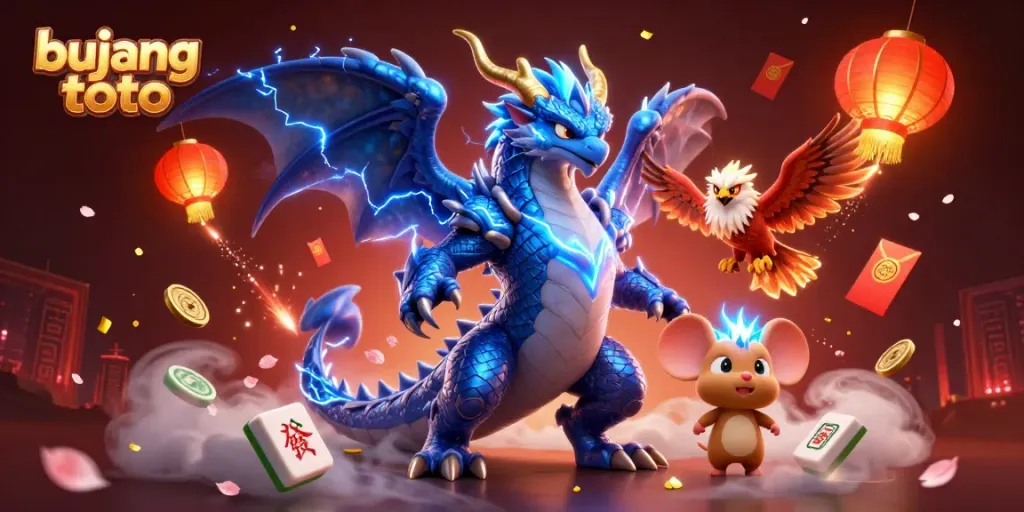 Engaging scene showcasing bujang toto with fantasy characters and vibrant gaming elements, promoting online gaming excitement.