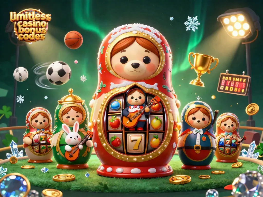 Experience limitless casino bonus codes with charming characters and vibrant gaming elements in an engaging 3D illustration.