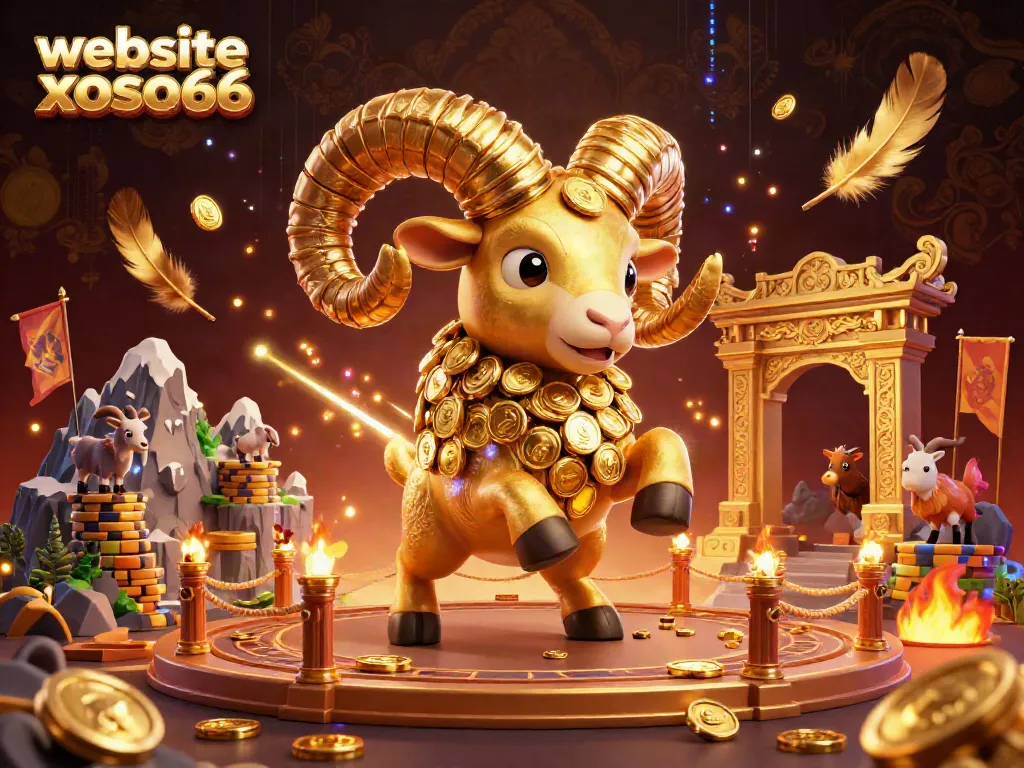 Experience a thrilling moment on the website xoso66 as the gold ram charges through a vibrant casino arena.