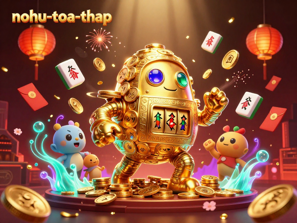 Experience thrilling wins with nohu-toa-thap's 3D golden golem and vibrant casino elements.