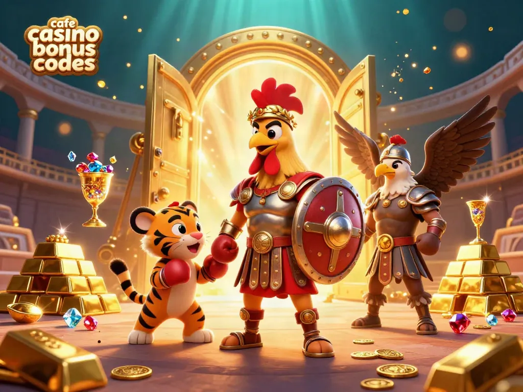 Engage with cafe casino bonus codes while enjoying a vibrant 3D casino scene filled with action and excitement.