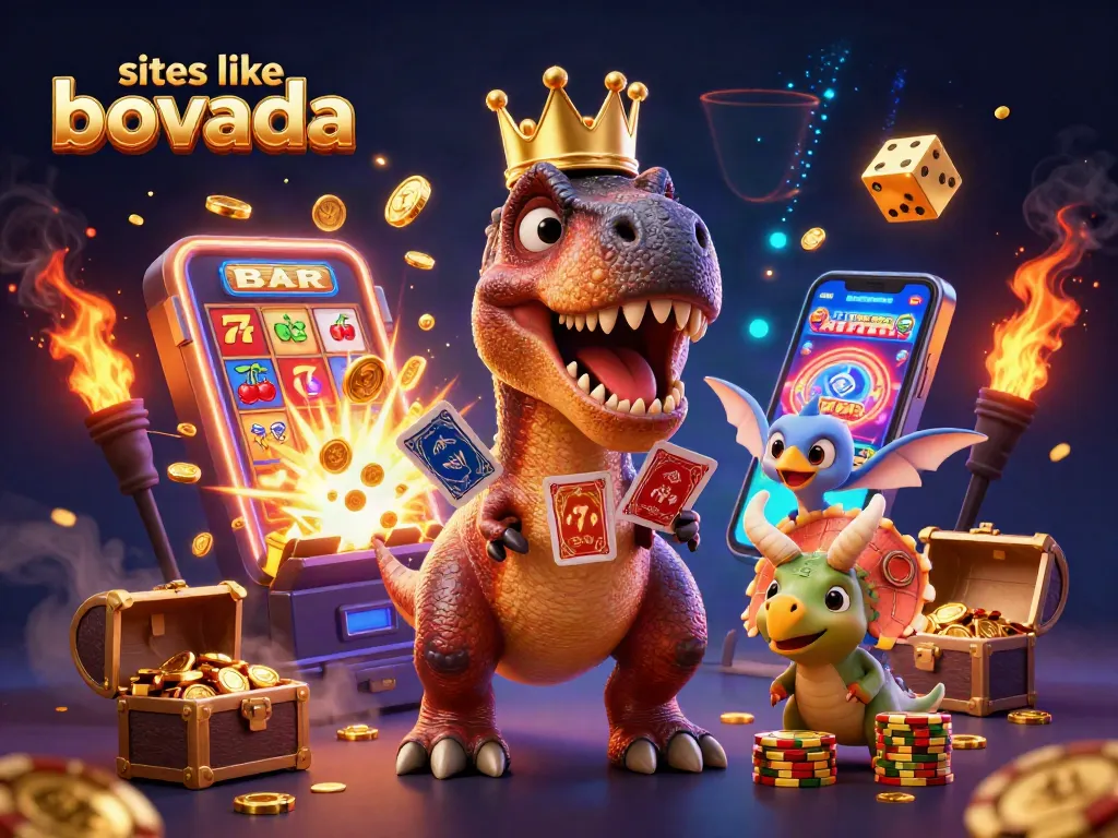 Win big with exciting casino scenes featuring sites like Bovada, colorful slots, and dynamic gameplay.