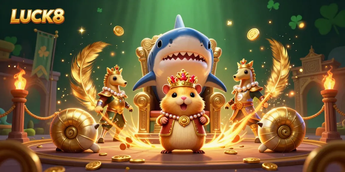 LUCK8 mang đến sân đấu hoàng gia với vị vua hamster vàng dưới sự bảo vệ của các lính gác seahorse.