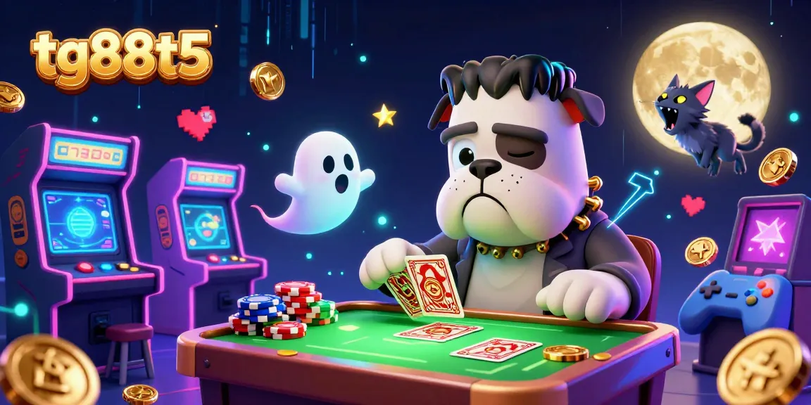 Engage in thrilling games at tg88t5 with a lively casino scene, featuring unique characters and vibrant game elements.