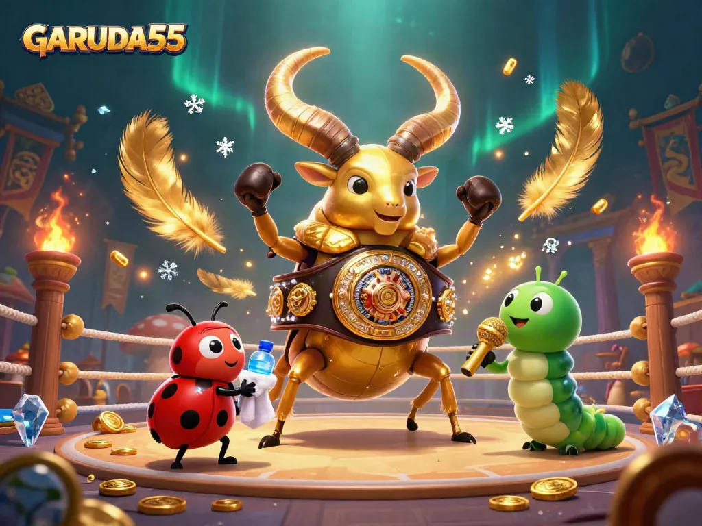 Bet on action with GARUDA55 as the giant beetle and friends face off in dynamic betting arena.