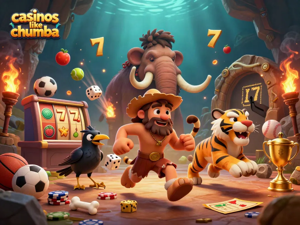Experience the excitement of casinos like Chumba with our captivating illustration showcasing dynamic gaming elements.