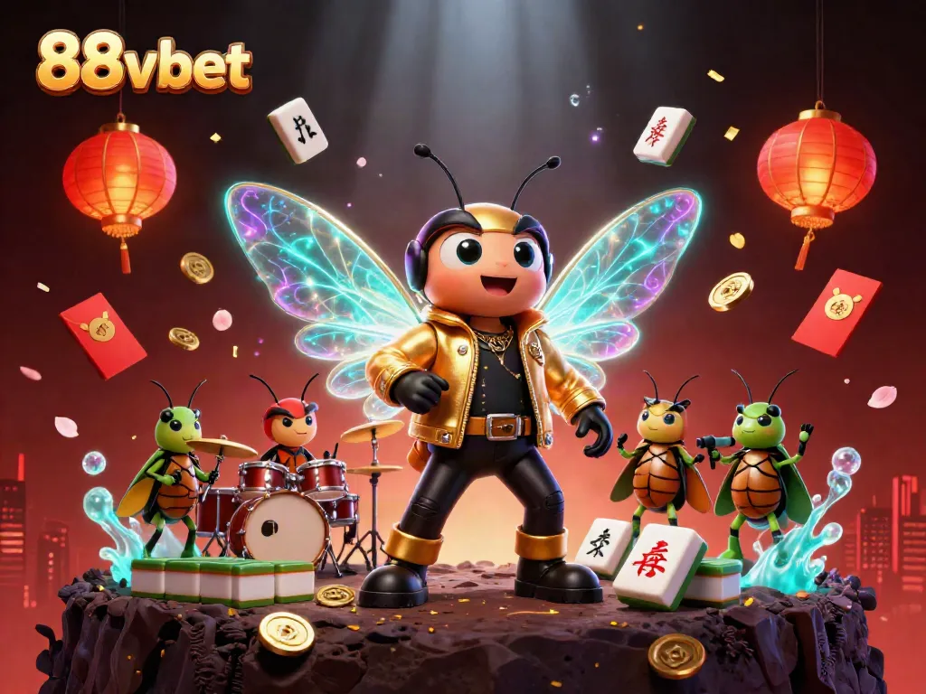 Engage with 88vbet in a vibrant 3D casino scene featuring energetic characters and festive elements.