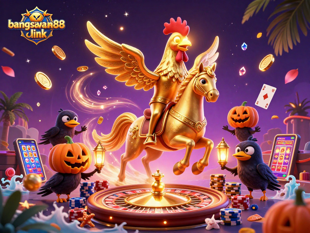 Experience the excitement of the bangsawan88 link in this vibrant casino scene with unique characters.