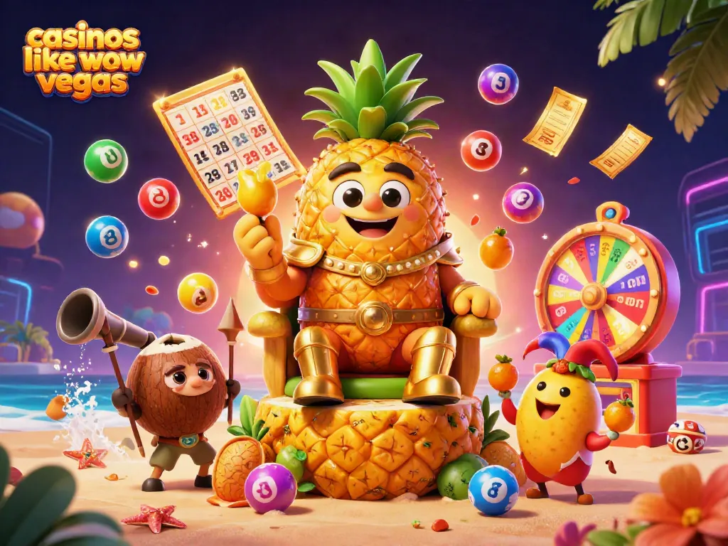 Win big at casinos like wow vegas with this colorful 3D cartoon casino illustration featuring a golden king.