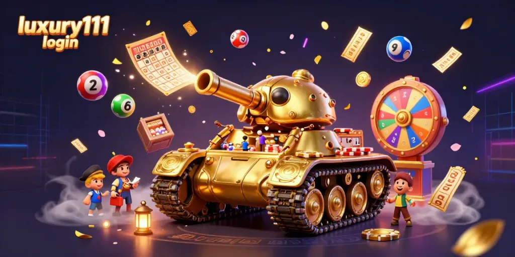 Engage with luxury111 login at this dynamic, vibrant digital casino scene packed with gaming elements.