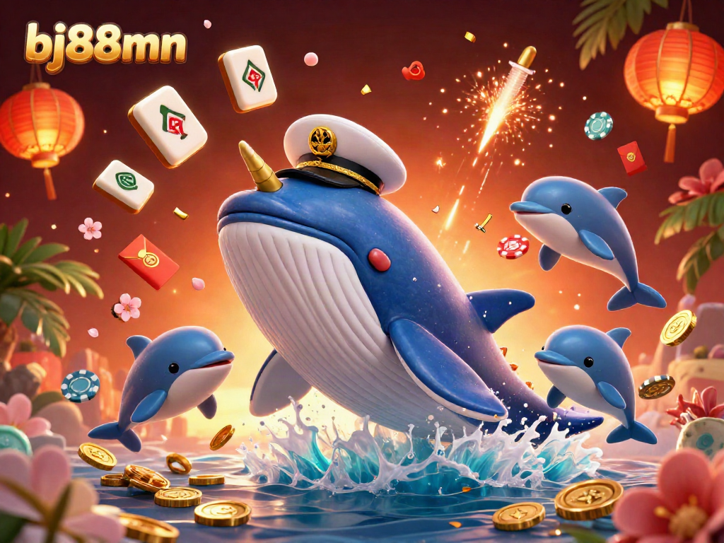 Engage with bj88mn's thrilling gaming scene filled with vibrant characters and casino elements.