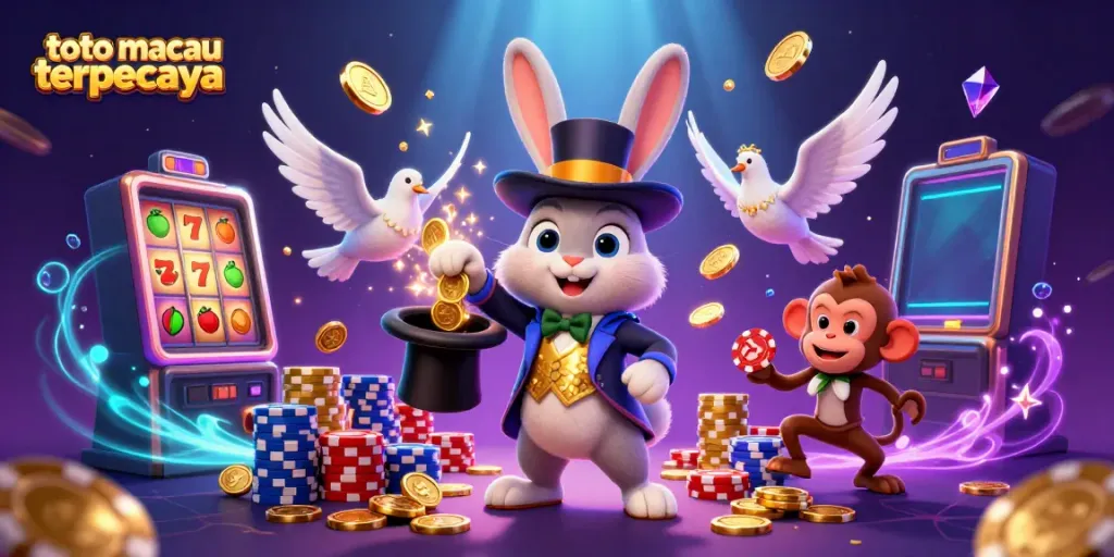 Menangkan jackpot di situs toto macau terpercaya, dengan ilustrasi menawan karakter kasino.