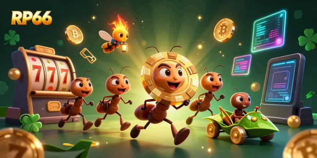 Join the RP66 team of ants on their heist, featuring epic gambling symbols!