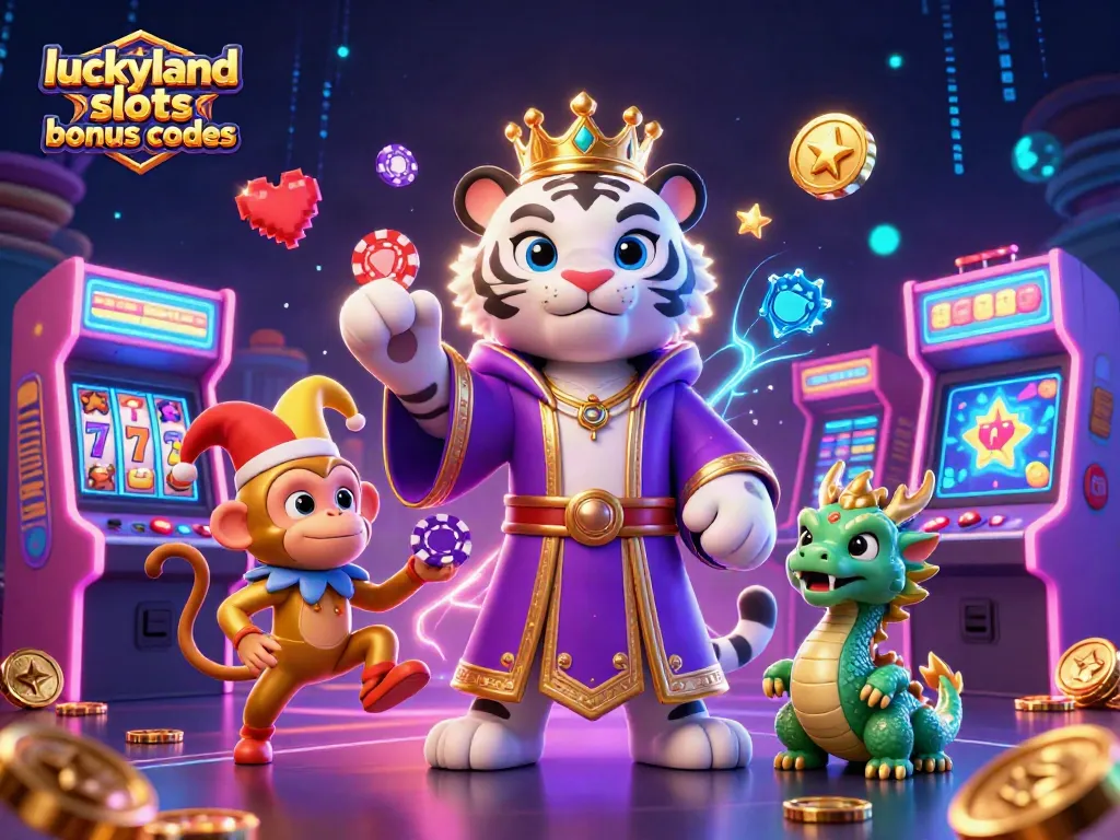 Experience the excitement of luckyland slots bonus codes with animated characters enjoying thrilling slot games.