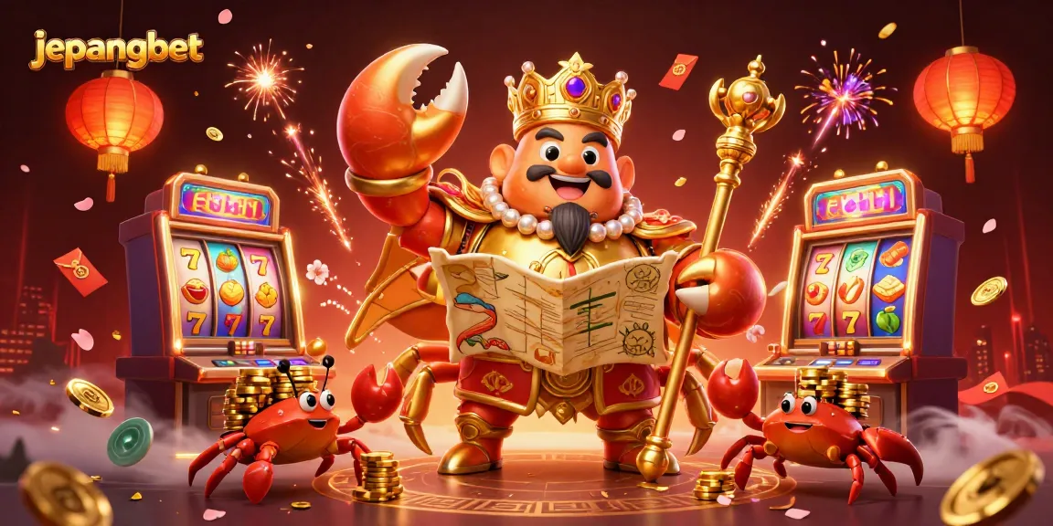 Experience the excitement of japanbet with our vibrant casino-themed illustration featuring a golden crab emperor.