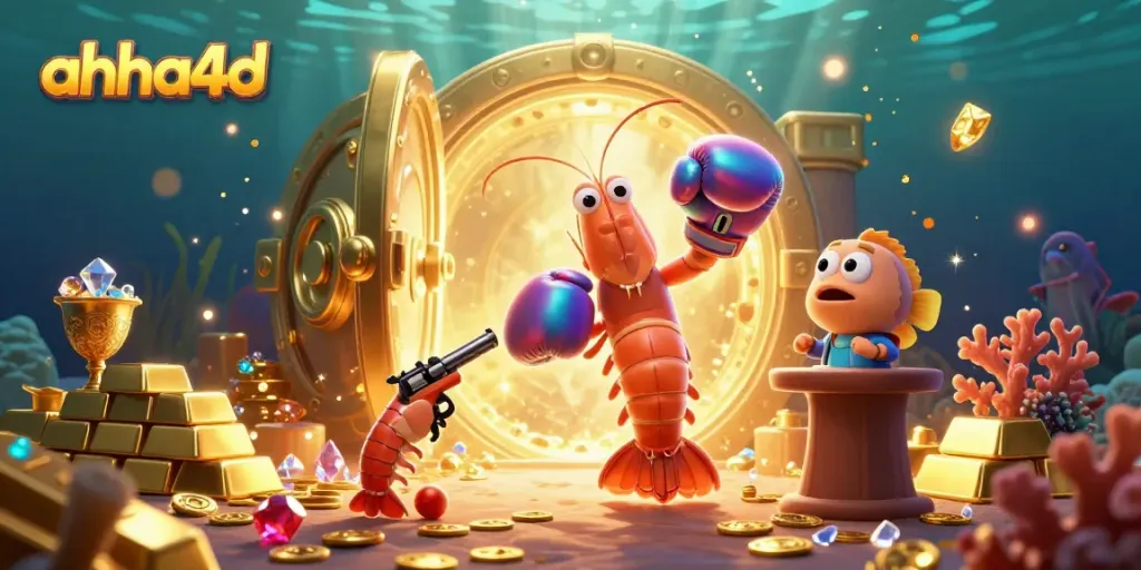 Join the adventure with ahha4d as animated characters celebrate a treasure-filled jackpot scene.