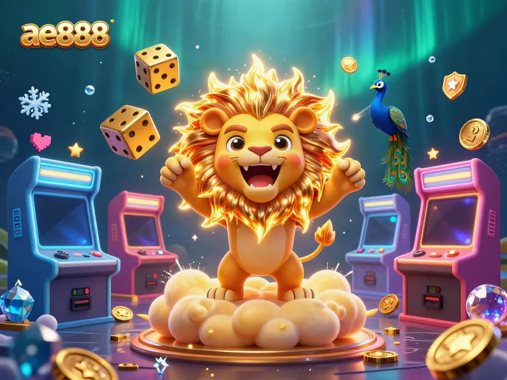Engage with ae888 to enjoy exhilarating casino adventures featuring dynamic 3D visuals and a roaring lion.