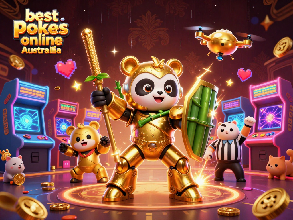 Experience the best pokies online Australia with vibrant 3D casino elements and energetic characters.