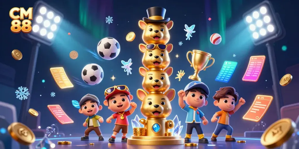 Experience the excitement of CM 88 with vibrant casino elements in this dynamic illustration.
