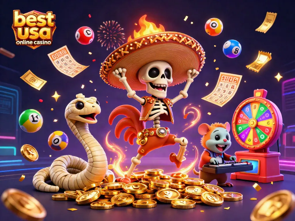 Celebrate at the best usa online casino with vibrant characters and dynamic lottery elements.